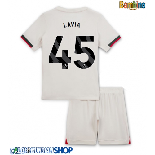 Maglie da calcio Chelsea Romeo Lavia #45 Seconda Maglia Bambino 2025-26 Manica Corta + Pantaloni corti)